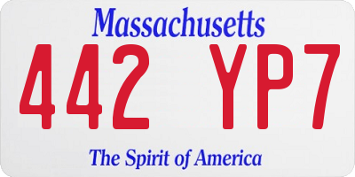 MA license plate 442YP7