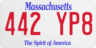 MA license plate 442YP8