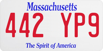 MA license plate 442YP9