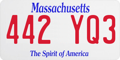 MA license plate 442YQ3