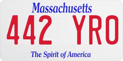 MA license plate 442YR0