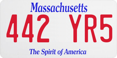 MA license plate 442YR5