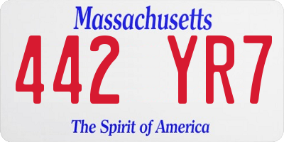 MA license plate 442YR7