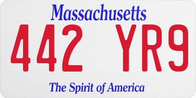 MA license plate 442YR9