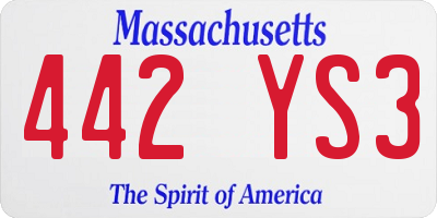 MA license plate 442YS3