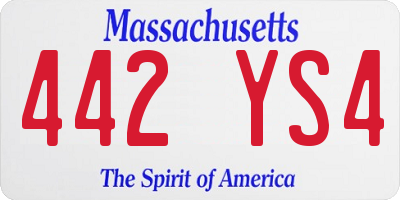 MA license plate 442YS4