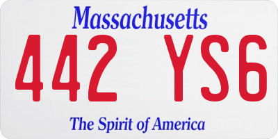 MA license plate 442YS6