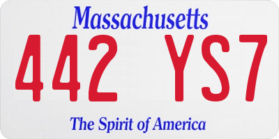 MA license plate 442YS7