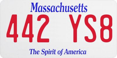 MA license plate 442YS8