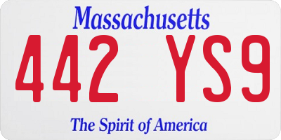 MA license plate 442YS9