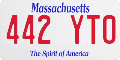 MA license plate 442YT0