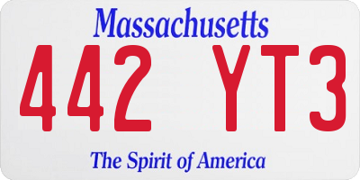 MA license plate 442YT3