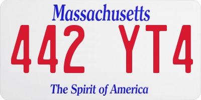 MA license plate 442YT4