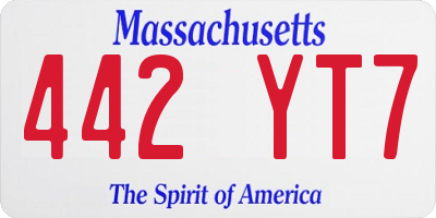 MA license plate 442YT7