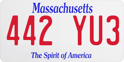 MA license plate 442YU3