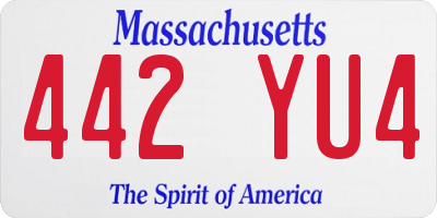 MA license plate 442YU4