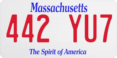 MA license plate 442YU7