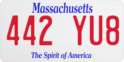 MA license plate 442YU8