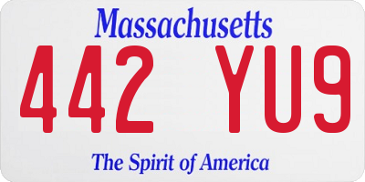 MA license plate 442YU9