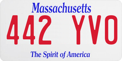 MA license plate 442YV0