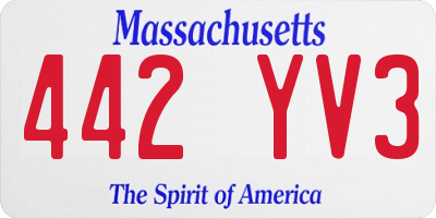 MA license plate 442YV3