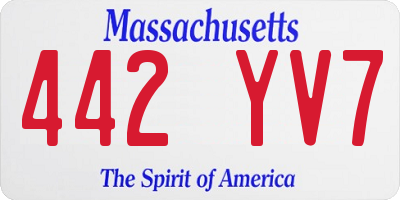 MA license plate 442YV7