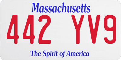 MA license plate 442YV9