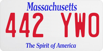 MA license plate 442YW0