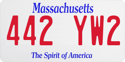 MA license plate 442YW2