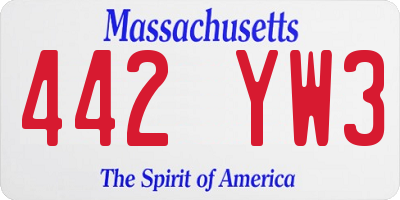 MA license plate 442YW3