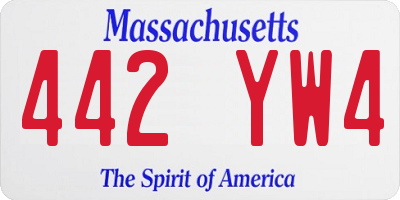 MA license plate 442YW4