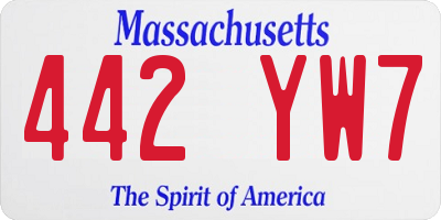 MA license plate 442YW7