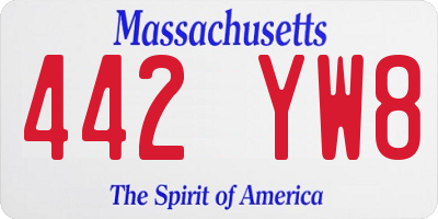 MA license plate 442YW8