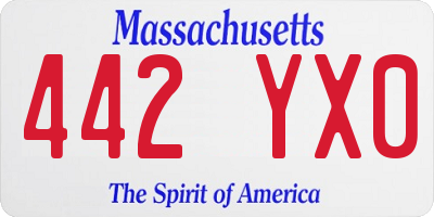 MA license plate 442YX0