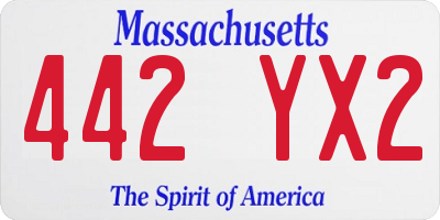 MA license plate 442YX2