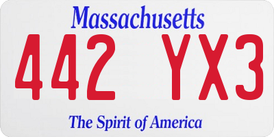 MA license plate 442YX3