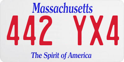 MA license plate 442YX4