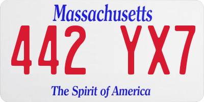 MA license plate 442YX7