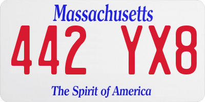 MA license plate 442YX8