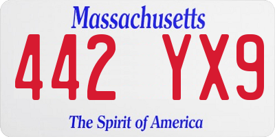 MA license plate 442YX9