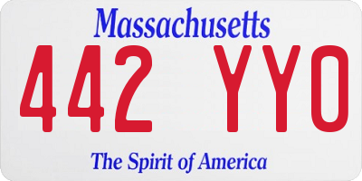 MA license plate 442YY0