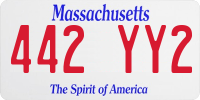 MA license plate 442YY2