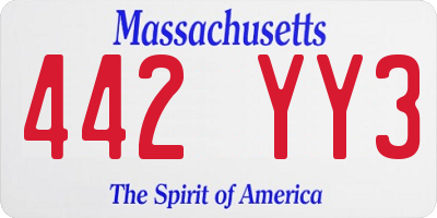 MA license plate 442YY3