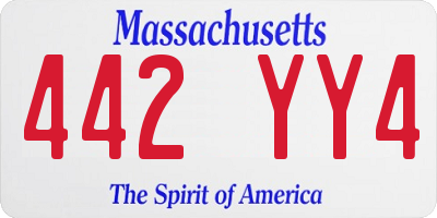 MA license plate 442YY4
