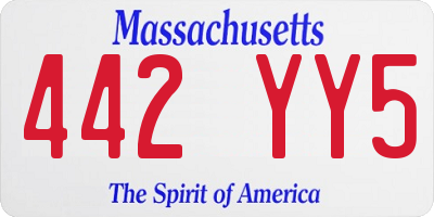 MA license plate 442YY5