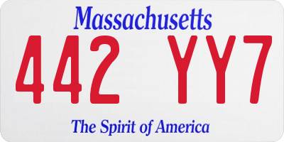 MA license plate 442YY7