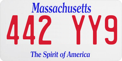 MA license plate 442YY9