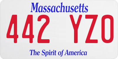 MA license plate 442YZ0