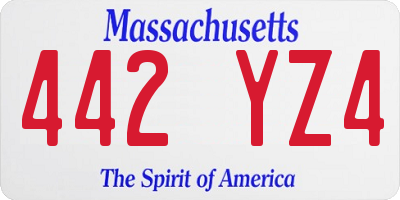 MA license plate 442YZ4