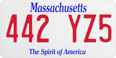MA license plate 442YZ5